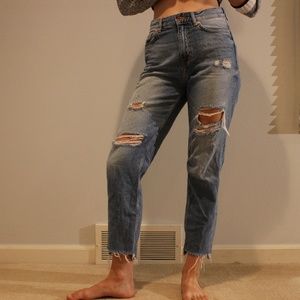 Distressed Cropped H&M Blue Jeans - high waisted